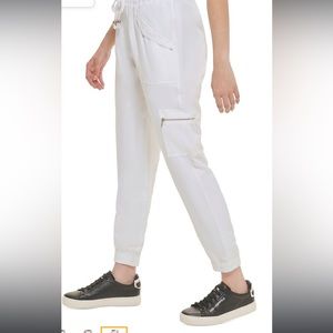 Karl LAGERFELD white pants with string zipper pocket